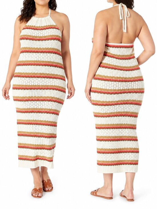 The Drop Dresses & Skirts - The Drop Jayla Crochet Halter Midi Dress Birch 3X Cotton Cover Up NWOT